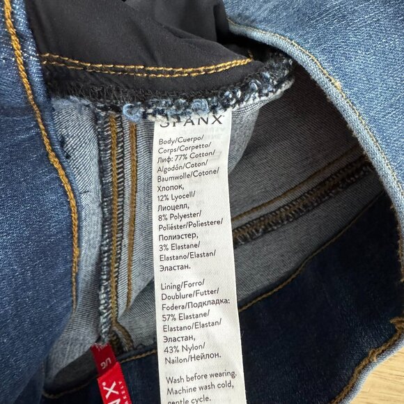 Spanx Distressed Skinny Jeans Large Tall Blue Cotton Blend Stretch NWT PT-2664 - Picture 13 of 15